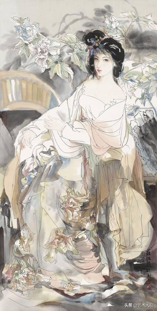 惊艳古典美人图苏维贤国画人物仕女作品欣赏